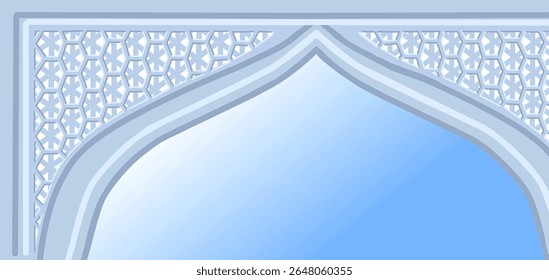 illustration of Arabic and Islamic mosaic architecture decoration with blue, grey and white color combination background