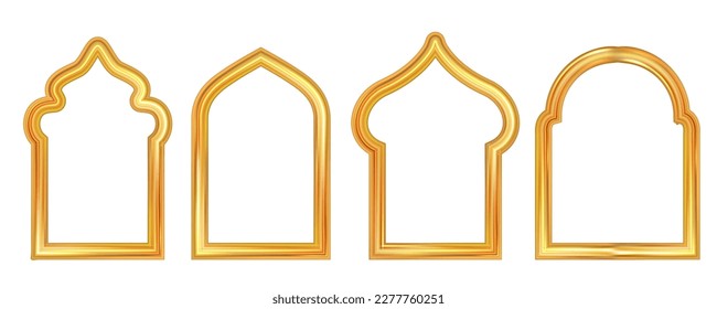 illustration of Arabic Islamic style golden frame design for greetings template