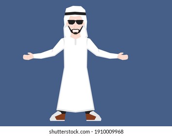 An illustration of Arabic man with glasses