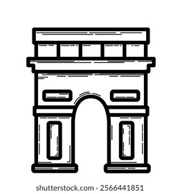 illustration of the Arc de Triomphe icon in the city of Paris, France