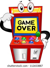 Illustration of an Arcade Machine with the Words Game Over Displayed on its Monitor