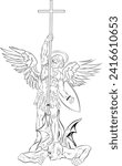 illustration of the archangel michael fighting satan