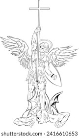 illustration of the archangel michael fighting satan