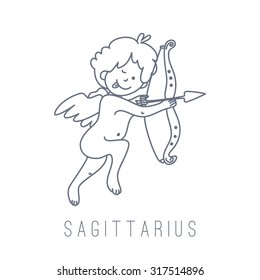 Illustration of the archer (Sagittarius). Part of the set with horoscope zodiac signs. This illustration can be used as a greeting card, poster or print.