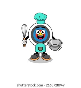 Illustration of archery target as a bakery chef , character design