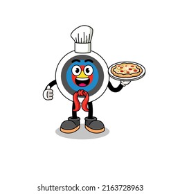 Illustration of archery target as an italian chef , character design