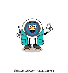 Illustration of archery target mascot as a dentist , character design