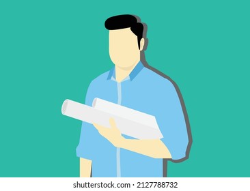 illustration of an architect, business professional man worker.