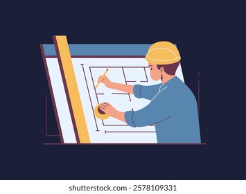 Illustration of an Architect Concept Blueprint