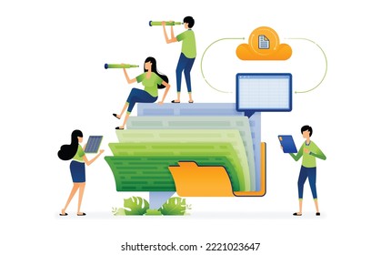 ilustración de archivo de registros de diálogo y conversación para una fácil recuperación si es necesario en términos legales y financieros. el diseño puede utilizarse para la página de inicio, aplicaciones de inicio, página web, anuncios