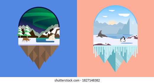 illustration of an arctic and antarctic landscape