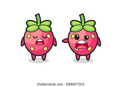 illustration of the argue between two cute strawberry characters , cute style design for t shirt, sticker, logo element