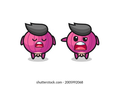 ilustración de la discusión entre dos personajes lindos de cebolla , diseño de estilo lindo para camiseta, pegatina, elemento logo