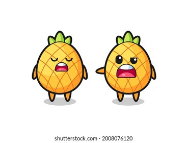 illustration of the argue between two cute pineapple characters , cute style design for t shirt, sticker, logo element