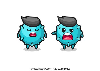 illustration of the argue between two cute virus characters , cute style design for t shirt, sticker, logo element