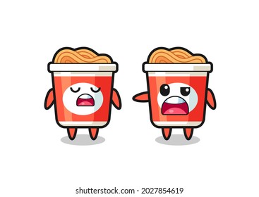 illustration of the argue between two cute instant noodle characters , cute style design for t shirt, sticker, logo element