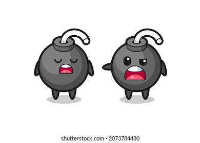 illustration of the argue between two cute bomb characters , cute style design for t shirt, sticker, logo element