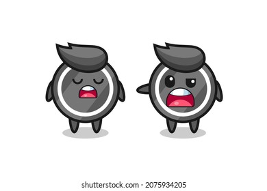 illustration of the argue between two cute hockey puck characters , cute style design for t shirt, sticker, logo element