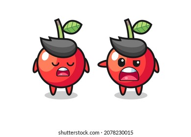 illustration of the argue between two cute cherry characters , cute style design for t shirt, sticker, logo element