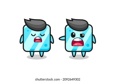illustration of the argue between two cute ice cube characters , cute style design for t shirt, sticker, logo element
