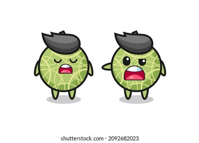 illustration of the argue between two cute melon fruit characters , cute style design for t shirt, sticker, logo element