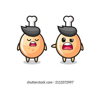 illustration of the argue between two cute fried chicken characters , cute style design for t shirt, sticker, logo element