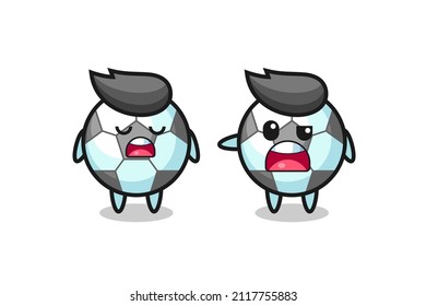 illustration of the argue between two cute football characters , cute style design for t shirt, sticker, logo element