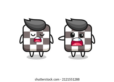 illustration of the argue between two cute chess board characters , cute style design for t shirt, sticker, logo element