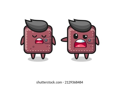 illustration of the argue between two cute leather wallet characters , cute style design for t shirt, sticker, logo element