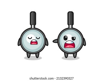 illustration of the argue between two cute magnifying glass characters , cute style design for t shirt, sticker, logo element
