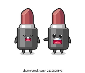 illustration of the argue between two cute lipstick characters , cute style design for t shirt, sticker, logo element
