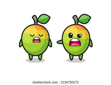 illustration of the argue between two cute mango characters , cute style design for t shirt, sticker, logo element