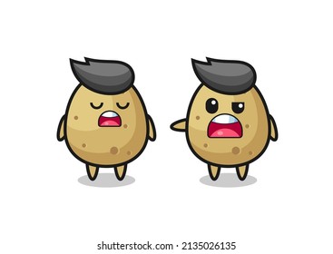 illustration of the argue between two cute potato characters , cute style design for t shirt, sticker, logo element
