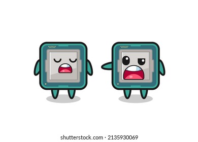 illustration of the argue between two cute processor characters , cute style design for t shirt, sticker, logo element