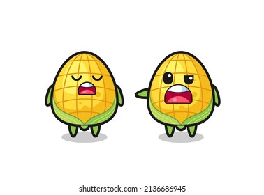 illustration of the argue between two cute corn characters , cute style design for t shirt, sticker, logo element