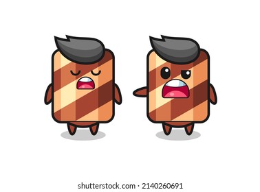 illustration of the argue between two cute wafer roll characters , cute style design for t shirt, sticker, logo element