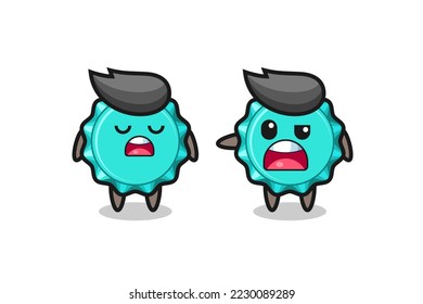 illustration of the argue between two cute bottle cap characters , cute style design for t shirt, sticker, logo element