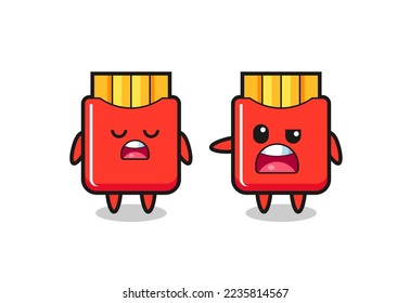 illustration of the argue between two cute french fries characters , cute style design for t shirt, sticker, logo element