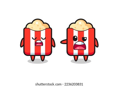 illustration of the argue between two cute popcorn characters , cute style design for t shirt, sticker, logo element