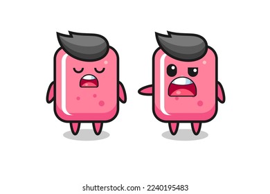 illustration of the argue between two cute bubble gum characters , cute style design for t shirt, sticker, logo element