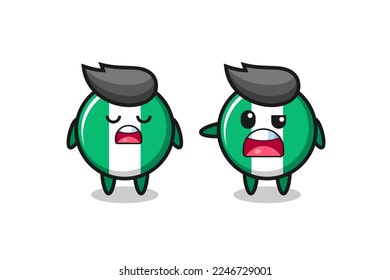 Illustration der Argumentation zwischen zwei süßen nigeria-Flaggenzeichen-Zeichen , niedliches Design für T-Shirt, Aufkleber, Logo-Element