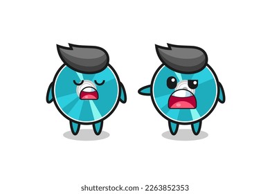 illustration of the argue between two cute optical disc characters , cute style design for t shirt, sticker, logo element