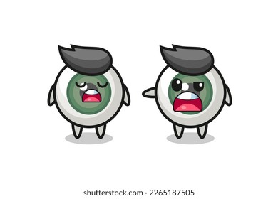 ilustración de la discusión entre dos personajes lindos del globo ocular , diseño de estilo lindo para camiseta, pegatina, elemento logo