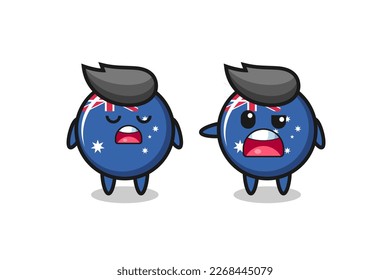 illustration of the argue between two cute australia flag badge characters , cute style design for t shirt, sticker, logo element