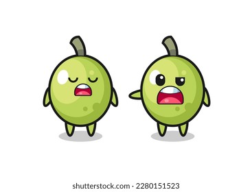 illustration of the argue between two cute olive characters , cute style design for t shirt, sticker, logo element