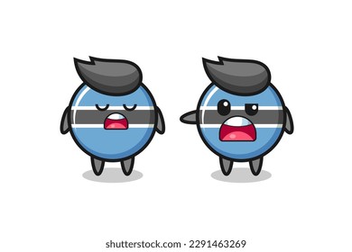 illustration of the argue between two cute botswana flag badge characters , cute style design for t shirt, sticker, logo element