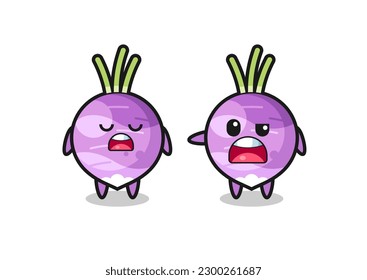 illustration of the argue between two cute turnip characters , cute style design for t shirt, sticker, logo element