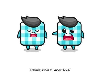 ilustración de la discusión entre dos personajes de manteles de cuadros bonitos, diseño de estilo lindo para camiseta, pegatina, elemento logo