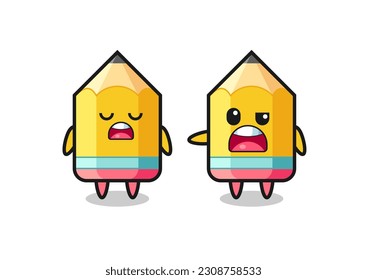 illustration of the argue between two cute pencil characters , cute style design for t shirt, sticker, logo element