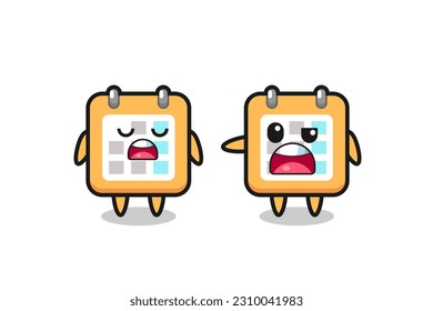 illustration of the argue between two cute calendar characters , cute style design for t shirt, sticker, logo element